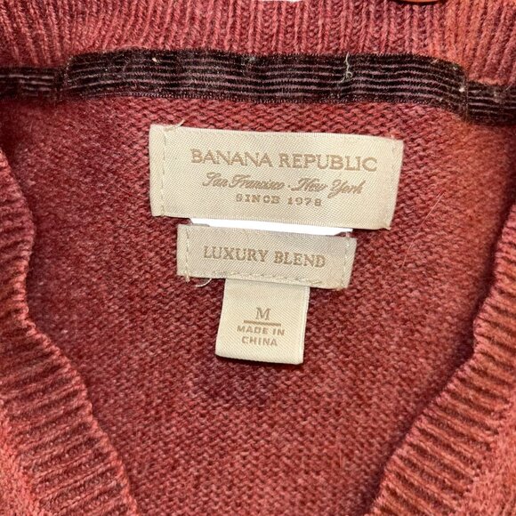 banana republic luxury deep terracotta rabbit hair angora v-neck FALL sw… - Picture 2 of 4